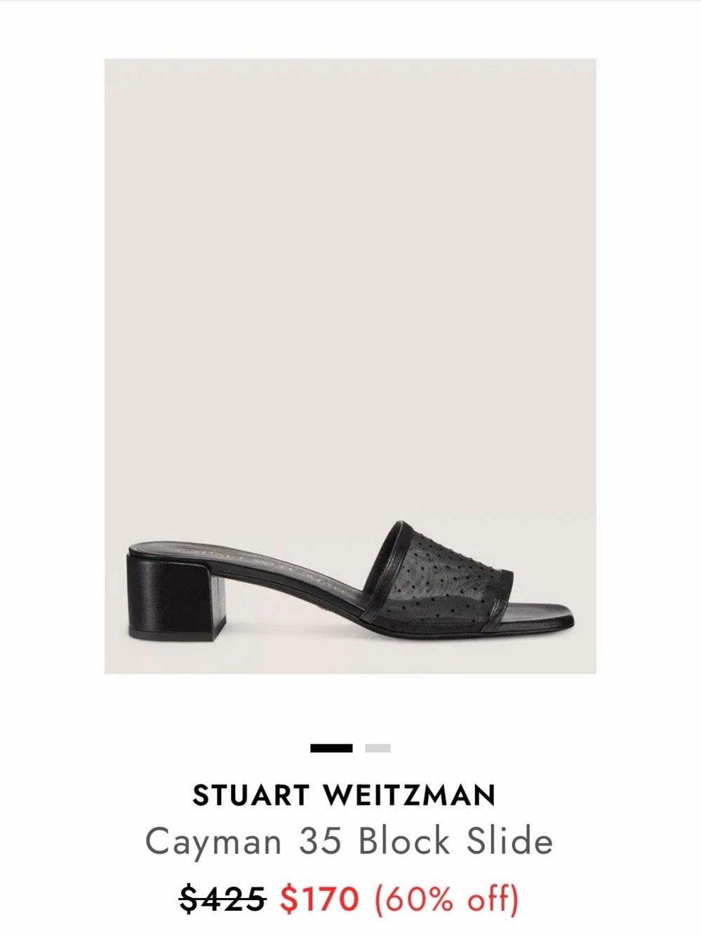 Stuart Weitzman Black Perforated Leather Block Heel Slide